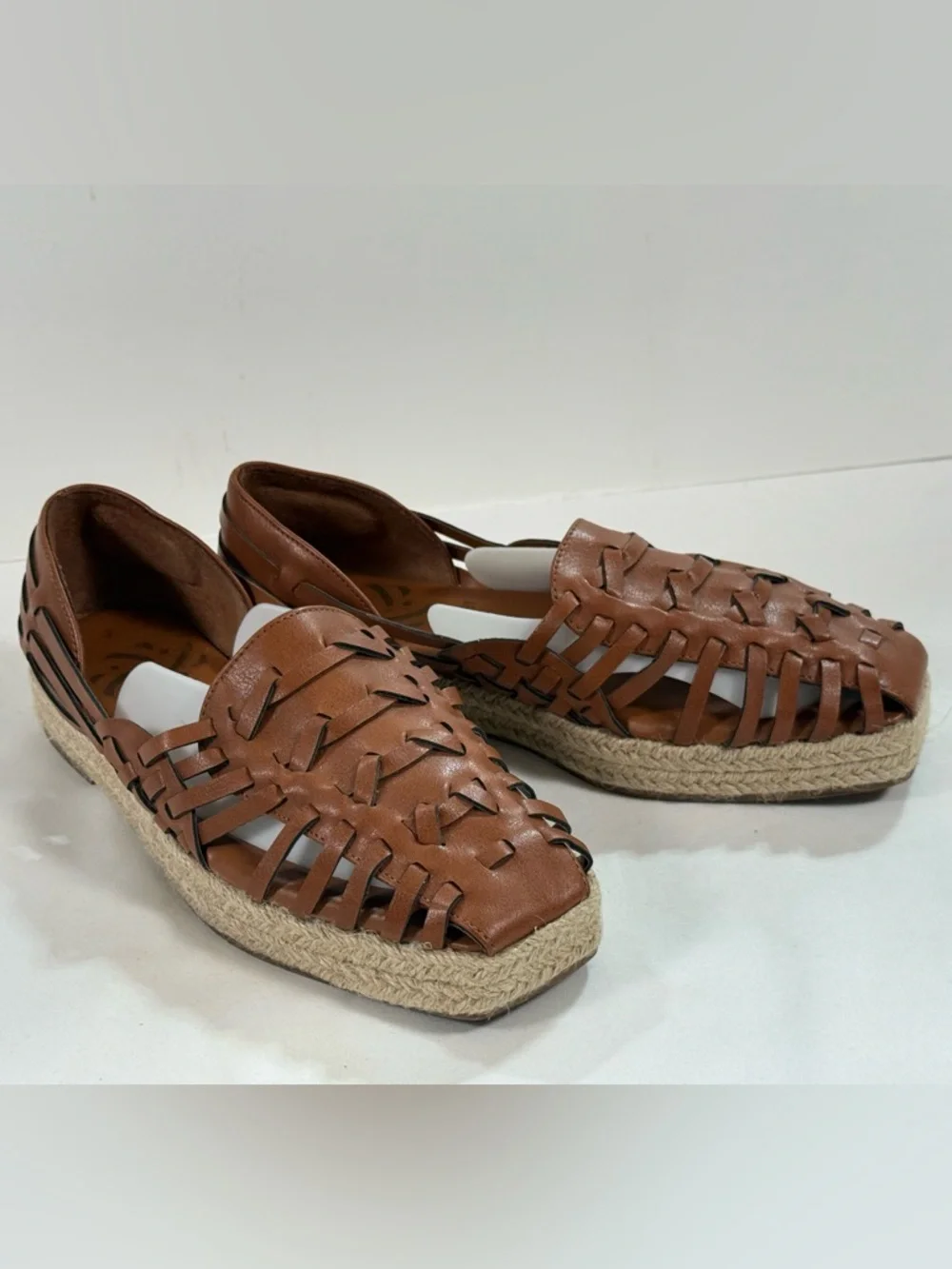 SAM & LIBBY Brown Woven Leather Espadrille Flats size 7